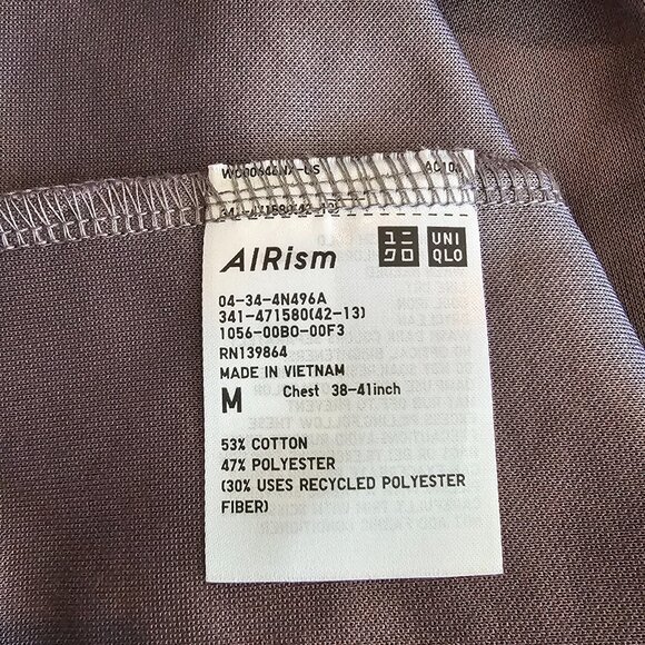 Uniqlo AIRism Cotton Blend Crew Neck Half-Sleeve Tee T-Shirt M - Picture 7 of 8